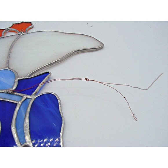 Stained Glass Goose Mother Goose Suncatcher Hanging Window Decor Blue White 7.5" - Picture 6 of 9